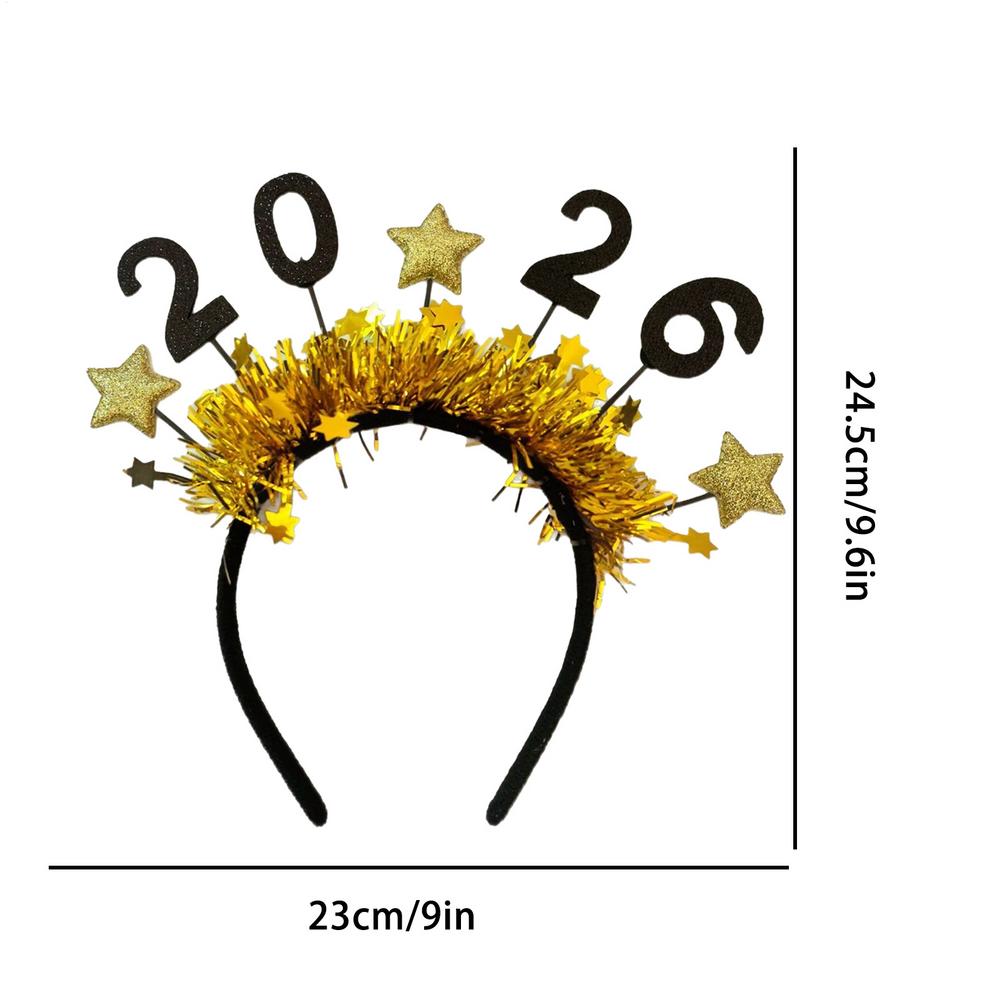 2026 Parties Supplies Happy New Years Headband Glitter Women Costume Hair Bands Tiara For Celebration Holiday Christmas