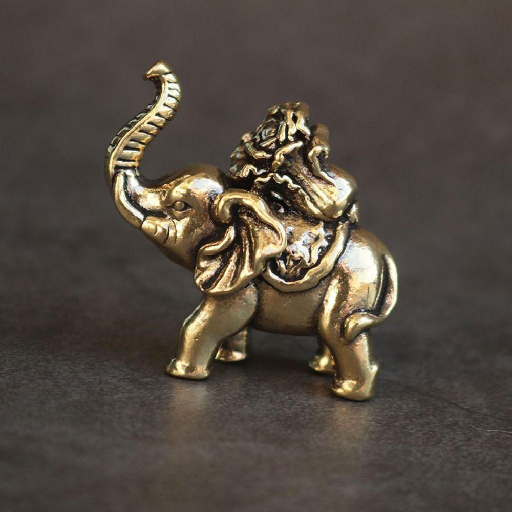 Handicrafts Lucky Elephant Statue Solid Copper Animal Sculpture Brass Elephant Miniatures  Tea Pet