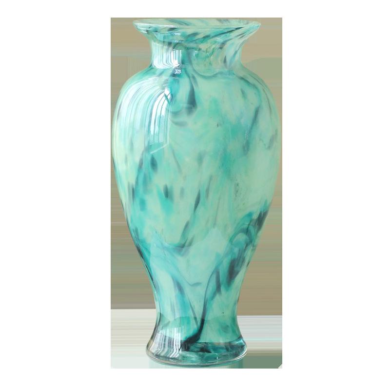 Luxury Blue Glass Vase for Living Room Tabletop Hydroponic Decor Hotel Sample Room Flower Vase