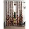 2 Pieces Geometrical Panel Eyelet Polyester Curtains Brown, Eyelet