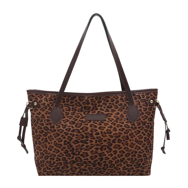 Большая вместительная сумка-тоут с леопардовым принтом, новая женская простая сумка через плечо для commuters, модная повседневная женская сумка-сумочка