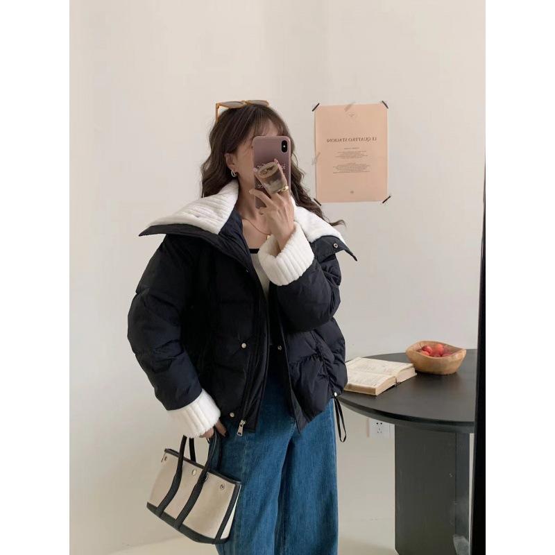 2024 зимняя утепленная куртка с большим лацканом женская короткая дизайнерская утепленная плюшевая куртка женская