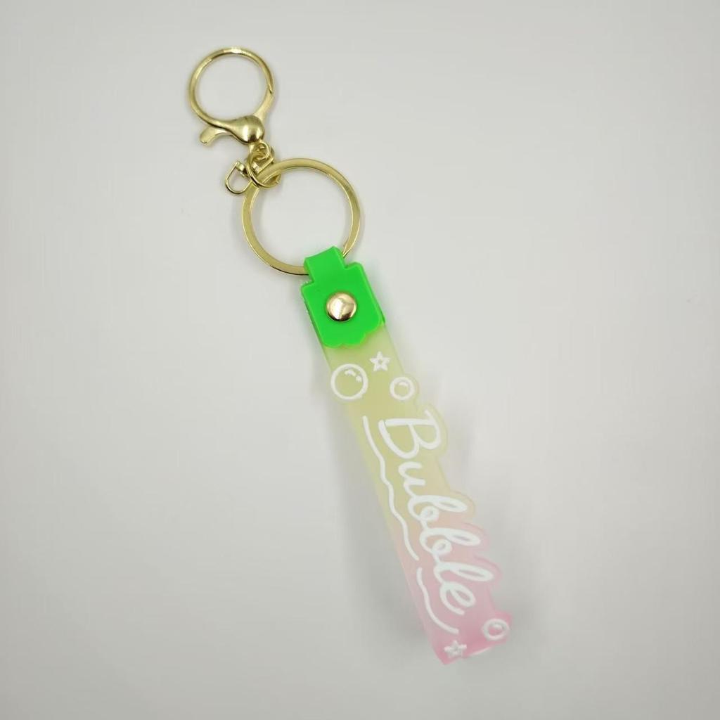 PVC Keychain with Leather Cord and Candy Soft Rubber Doll, Transparent Lanyard, and Jelly Gradient Color Hand Rope