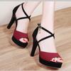 2025 Summer New Women's High-heeled Sandals Women's Thin Heel One-word Buckle Trendy Women's Shoes