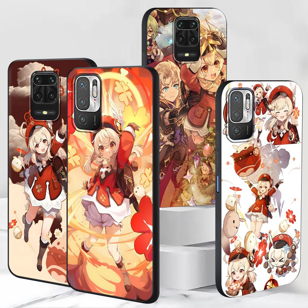 Klee Genshin Impact Case for Xiaomi Redmi 10A 10C 9C 12C 9A 9i 10 12 9 Prime 9T K40 Pro Black Soft TPU Mobile Phone Bag Cover