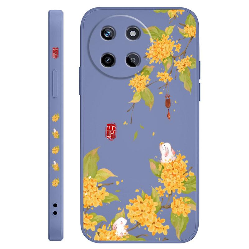Osmanthus Rabbit Phone Case For OPPO Realme 12 11 10 9 9i 8 8i 7 Pro Plus C35 C21Y C25Y C25 4G 5G Liquid Silicone Cover