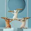 Whimsical Design Cat Support Tray Resin Ket Candy Dish Cartoon Cat Figurine  Room Decoration