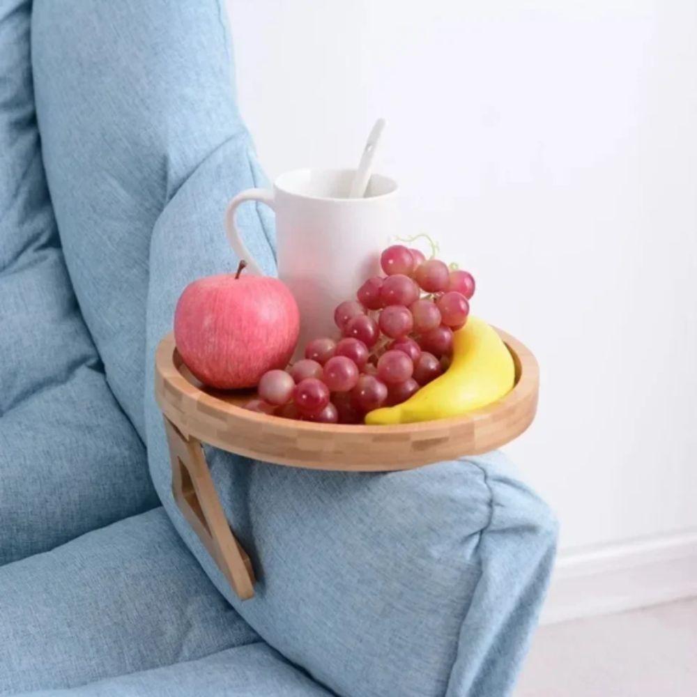 Foldable Snack Tray Circular Armrest Tray Coffee Table Clip-On Tray  Wide Couches