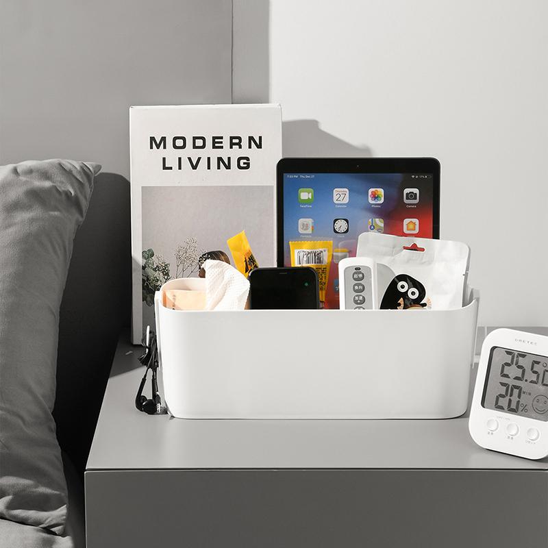 Прикроватная пластиковая корзина для хранения вещей со съемной подвесной корзиной с крючком, коробка для мелочей