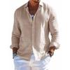 Men's Long Sleeve Linen Shirt Turn-Down Collar Shirt Business Casual Shirt Business Shirt Regular Fit  Shirt