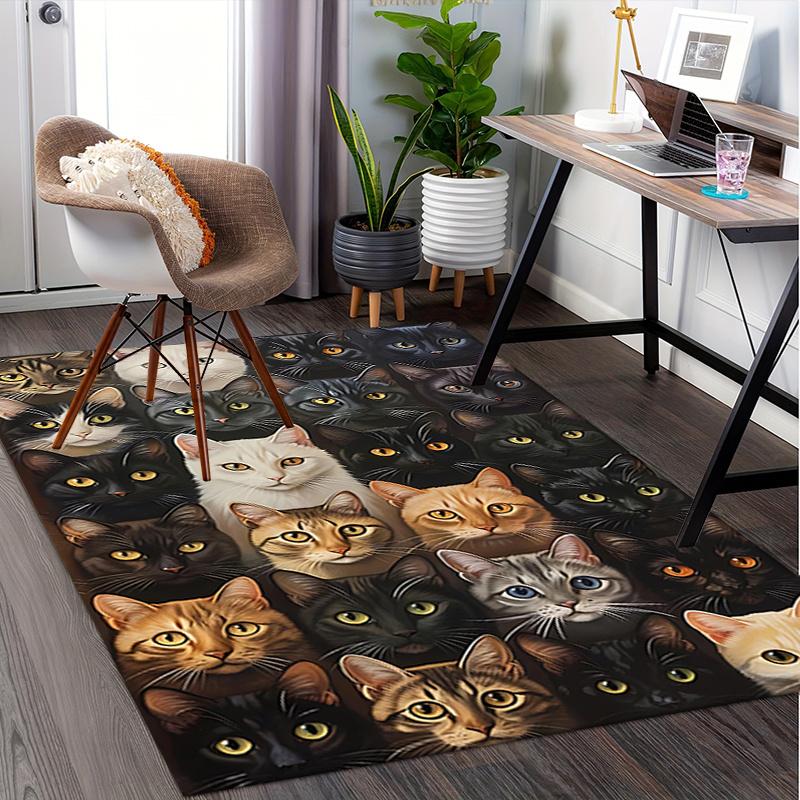 Cute Kitten Theme Chair Mat Office Carpet - Oversized Rug for Home Decor, Sofa Carpet, Office Flooring Gift, Suitable for Bedroom, Living Ro