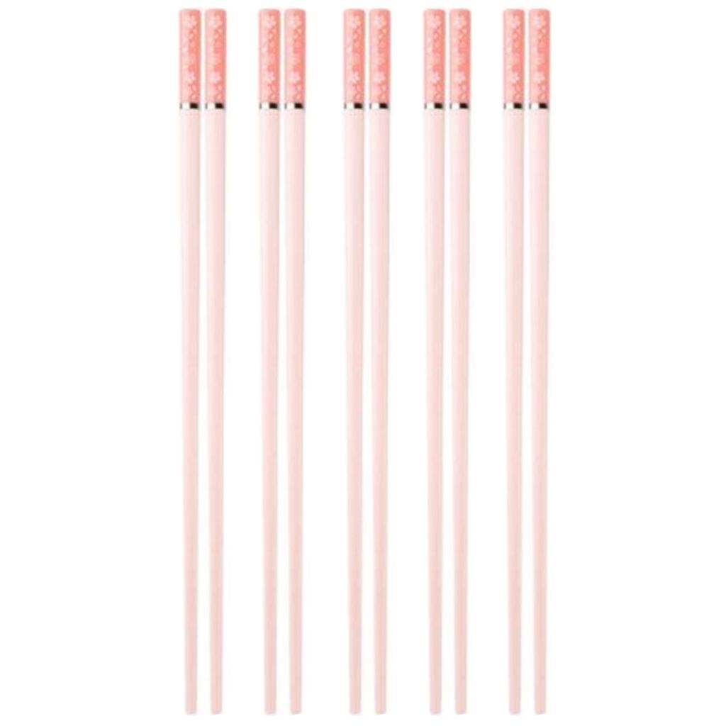 5 Pairs Food Chopsticks Heat Resistant Lightweight Pink Cherry Blossom Chopsticks for Home