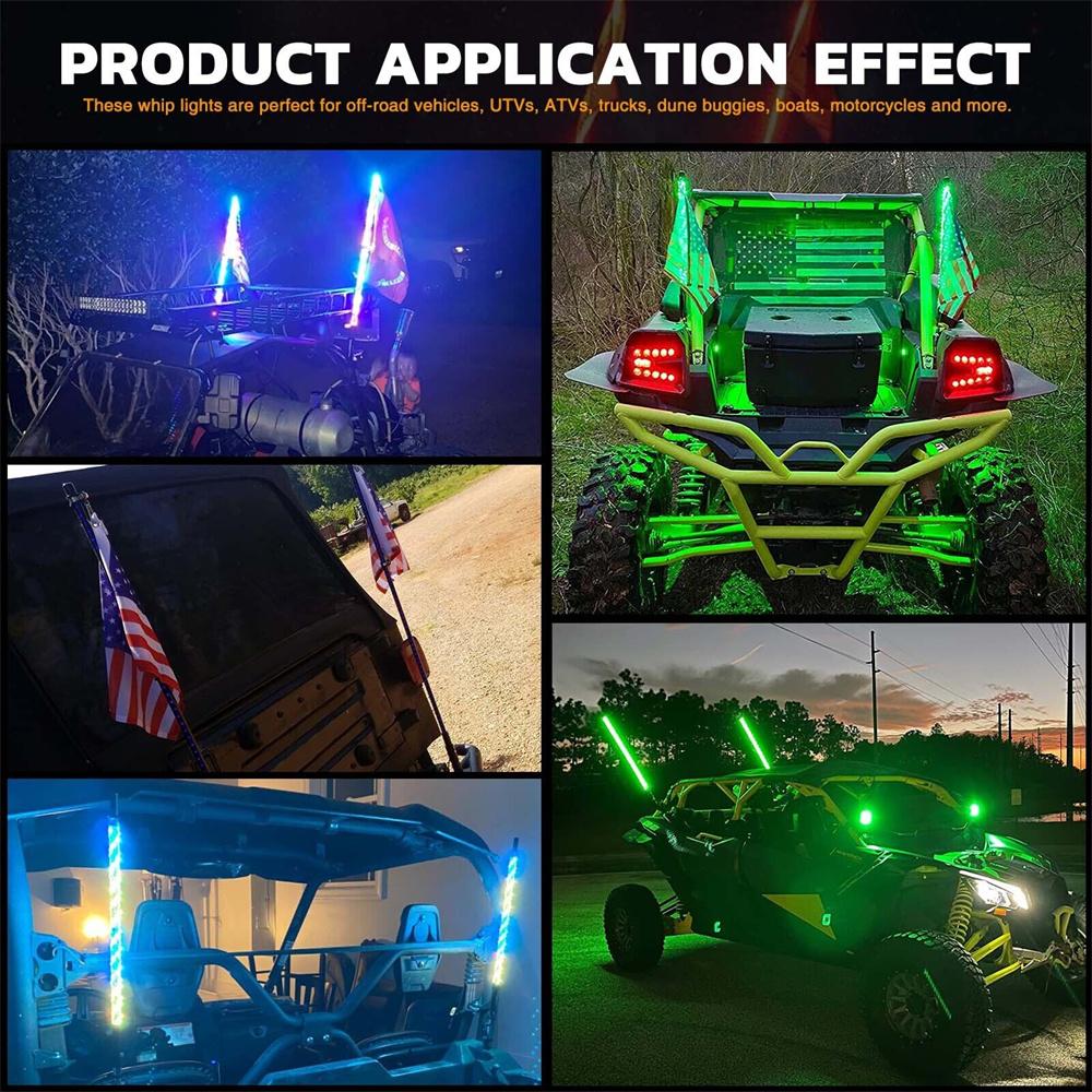 2 шт. 1 фут светодиодных штыревых фонарей, штыревые антенны с дистанционным управлением для UTV, ATV, Off Road, Truck, Sand, Buggy Dune, RZR