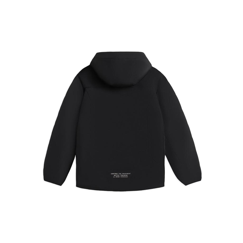 Li-Ning Однотонная короткая повседневная куртка с капюшоном, зимняя мужская куртка черного цвета AYMS365-3