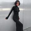Women's Autumn Solid Color Casual High Neck Long Sleeve Slim Fishtail Dress