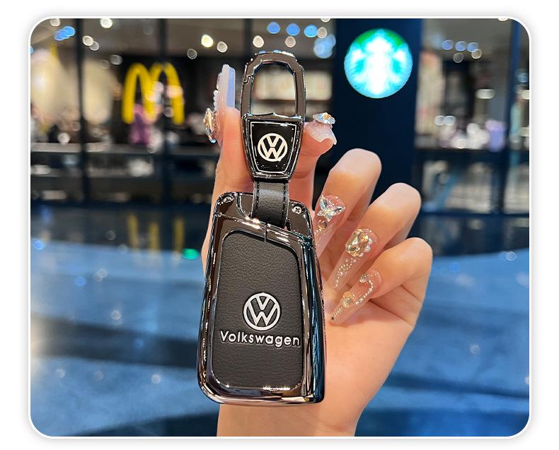 Чехол для ключей Volkswagen для Teramont, ID3, Tayron, ID4, Golf 8, Lamando - Металлическая и кожаная оболочка.