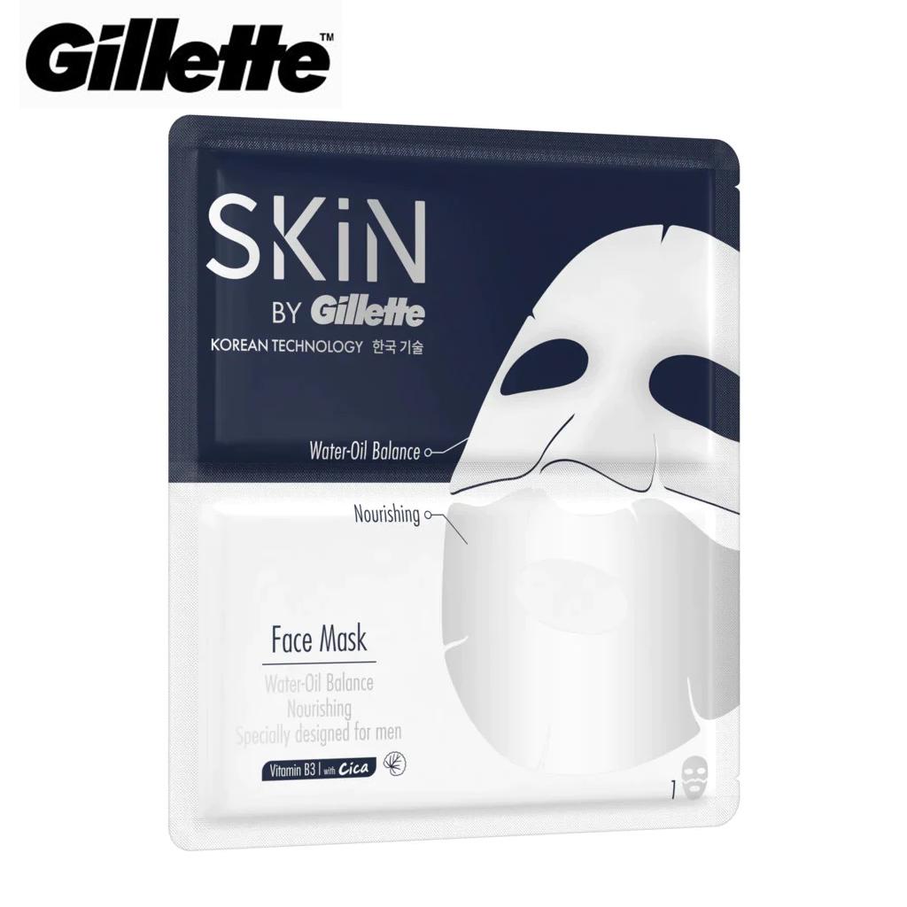 Маска для лица Skin By Gillette, корейская технология, водно-масляный баланс, питательная, специально разработана для мужчин, витамин В3 с цикой, 1/3/6 шт.