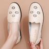 Middle-aged and Elderly Women's Spring Slip On Shoes Mom's Comfortable Breathable Hollow Out Shoes Granny's Flat Non-slip Loafers