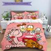 3pcs Garfield and Friends Quilt Set Cartoon Themed Bed Quilt Set Lovely Character Bedroom Decor Bed Quilt Set Four Seasons (1 Cover + 2Pillowcase