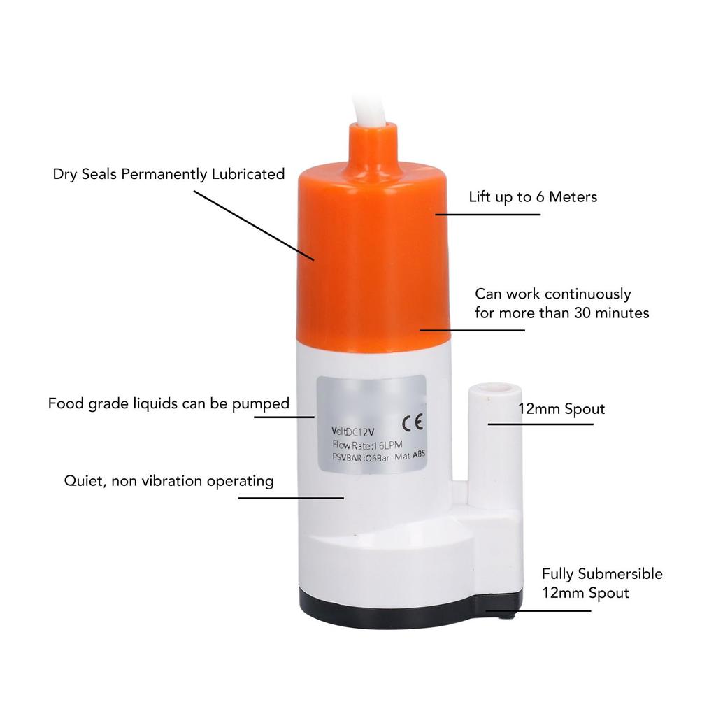 Asixxsix DC 12V RV Water Pump, 16lpm RV Water Pressure Pump, Low Noise RV High Pressure Water Pump for RV Yacht Camper Sprayer Food Truck Camping