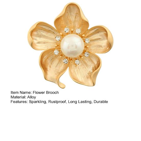 Брошь в стиле ретро с цветком и сверкающими стразами, нержавеющая, устойчивая к коррозии, дизайнерская брошь из искусственного жемчуга, булавка, ювелирный аксессуар