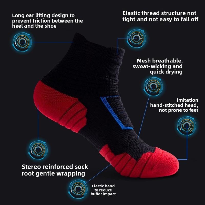 Мужские хлопковые носки-трубы с толстым дном из полотенца, противоскользящие, амортизирующие, профессиональные, для бега, марафона, баскетбола