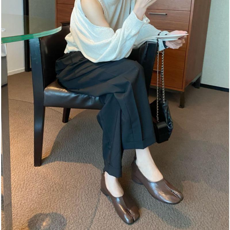 Мода весна-лето 2025 Мягкая кожа Разделенный палец Женские туфли-лодочки Повседневные Удобные На низком каблуке Обувь Таби Балетки Женские