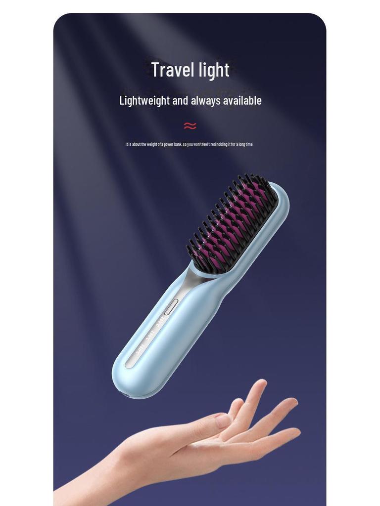 Портативный беспроводной выпрямитель для волос двойного назначения с отрицательными ионами — выпрямление и завивка без повреждения волос, простая зарядка.