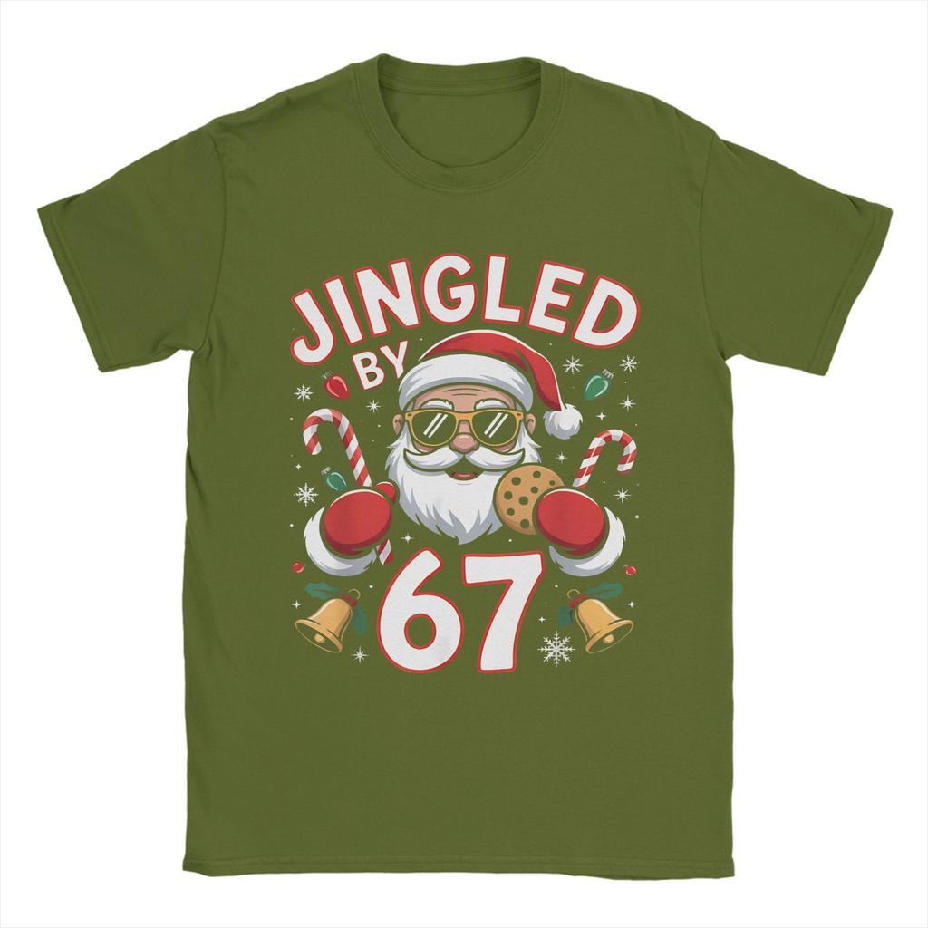 Unisexs Womens Jingled By 67 Six Seven Brainrot Ugly Christmas Santa  Shirt Pure Cotton New Arrival TShirt  Clothing Outfits