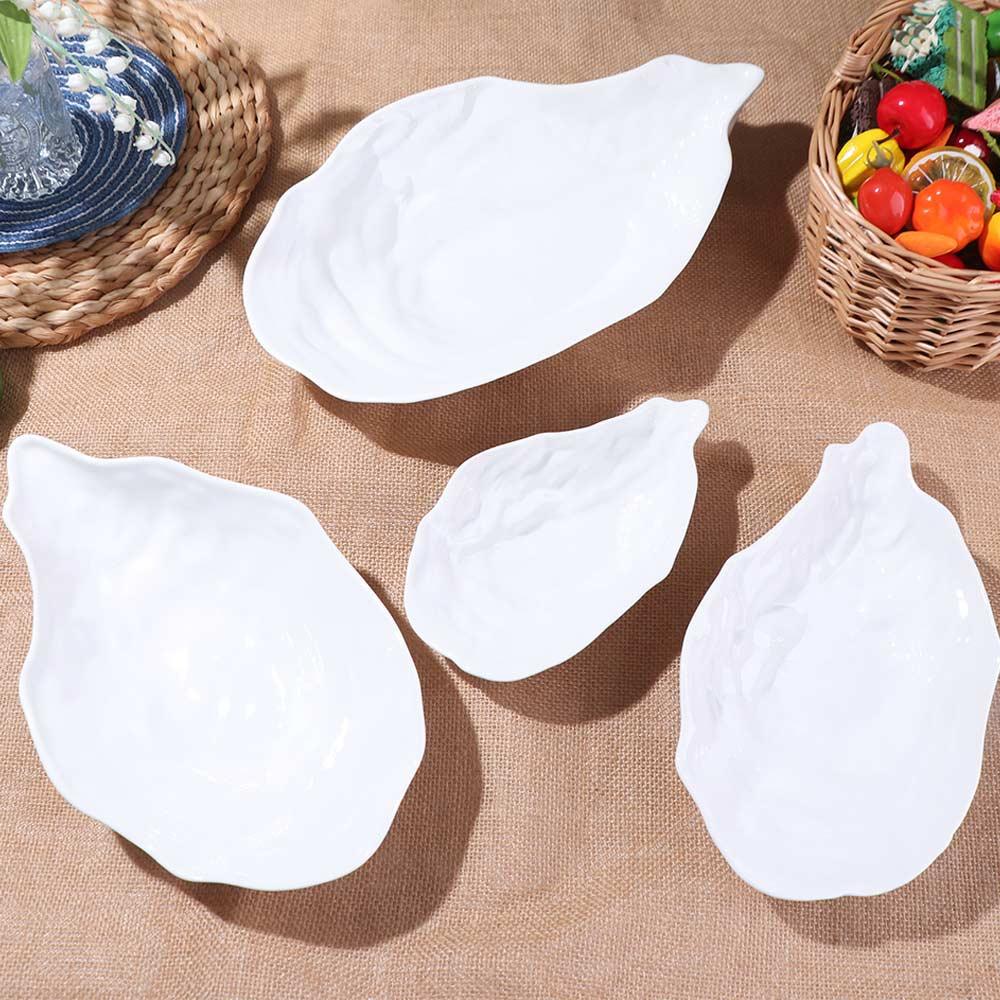Ceramic Sashimi Plate Oyster Shell Shape Dessert Tray Kitchen Organizer Salad Plate  Home