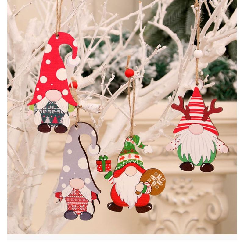 4 Рождественская безликая кукла старика деревянная подвеска подвесные украшения рождественская елка подвеска рождественские украшения