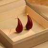 Ankola Red Water Drop Earrings Women'S High-End Sense Burgundy Retro Temperament Earrings Enamel Ear Jewelry