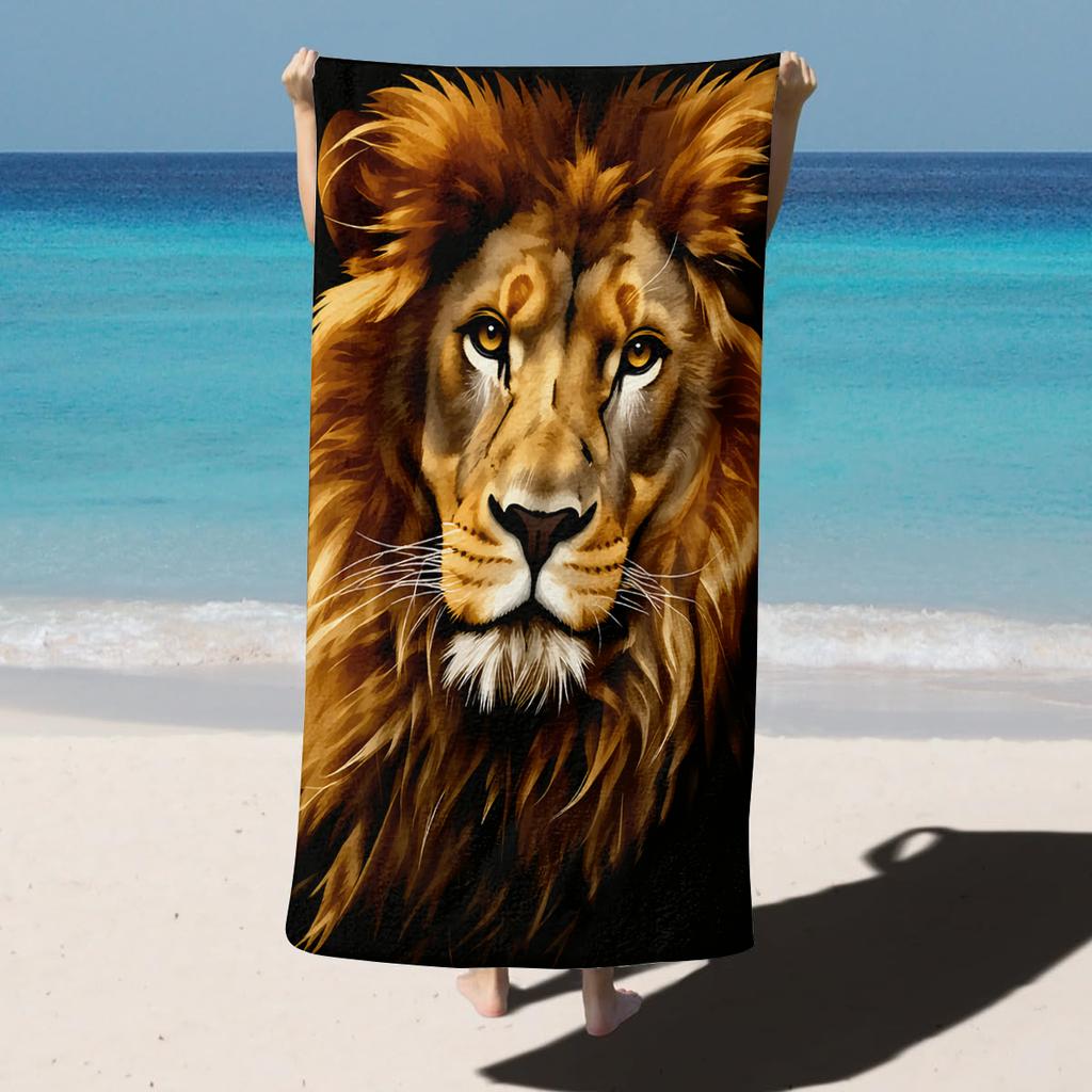 1PC White Tiger Lion pattern for family friends Gifts Towel Quick-Dry Beach Towel For Yoga Tourism Beach GYM Camping Swimming