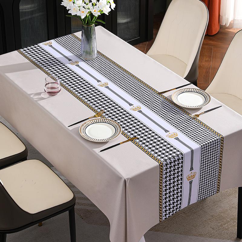 Nordic Style PVC Tablecloth, Waterproof, Oil Resistant, and Washable Rectangular Tablecloth, Household Tablecloth, Living Room Tea Tablecloth