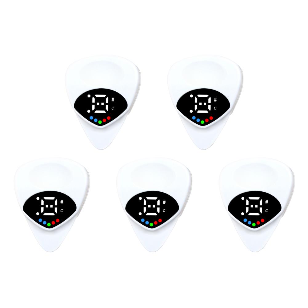 1-5pc Portable Guitar Pick & Tuner Combo 2-in-1 Guitar Pick Folk Guitar & Ukulele Tuner Digital Electronic Tuner for Acoustic