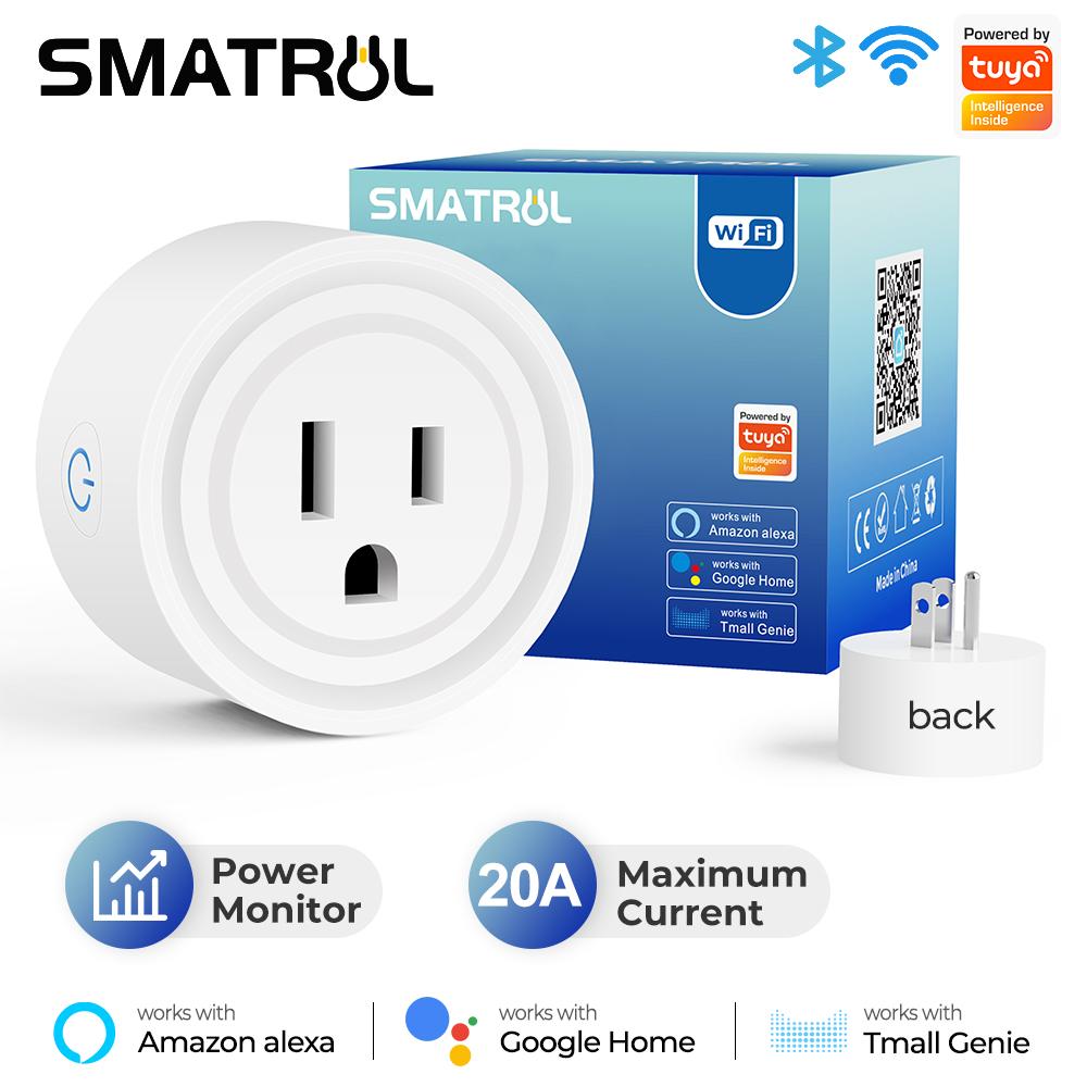 20a Tuya Smart Wi-Fi Plug Us Беспроводная розетка управления с функцией таймера мониторинга энергии работает с Alexa Google Home