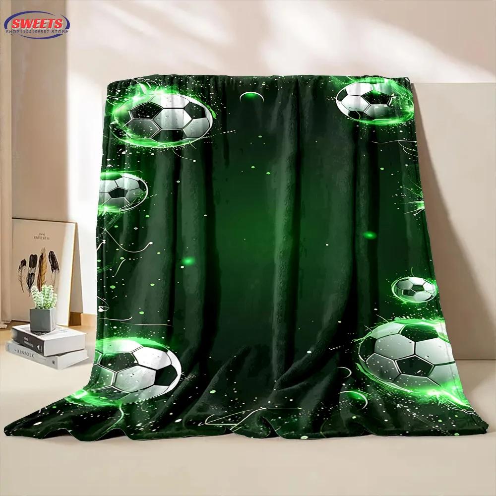 Football Theme Cartoon Soft Flannel Blanket for Bed Bedroom Sofa Picnic Throw Blanket for Cover Outdoor Leisure Nap Office Gifts