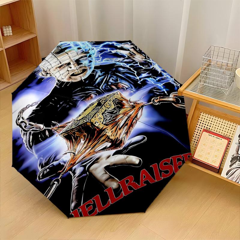 Hellraiser Pinhead Windproof Auto 8 Rib Folding Umbrella Portable Outdoor Parasol