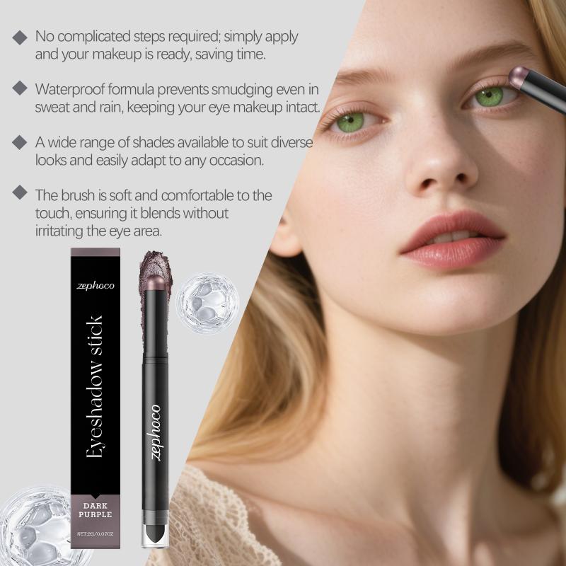 Deep Purple Eyeshadow Stick Portable Shimmer Cream Pen for Long Wearing Daily Eye Brightening Quick Makeup for Travel