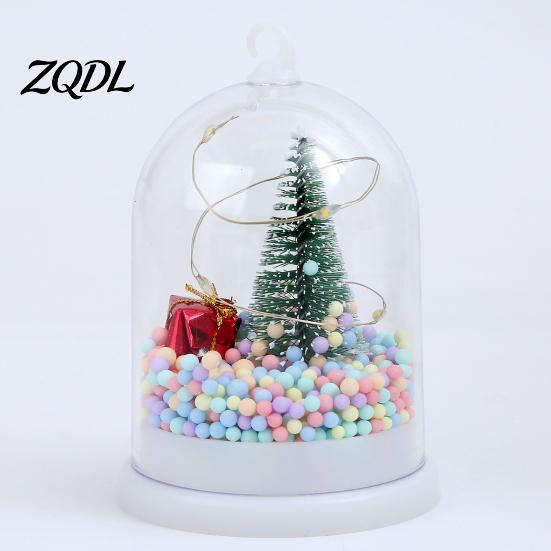 Led Bedside Lamp for Kids Christmas Tree in Dome with LED Light, Mini Cedar Light Up Holiday Atmosphere Hanging Ornament, Battery Powered Decorative
