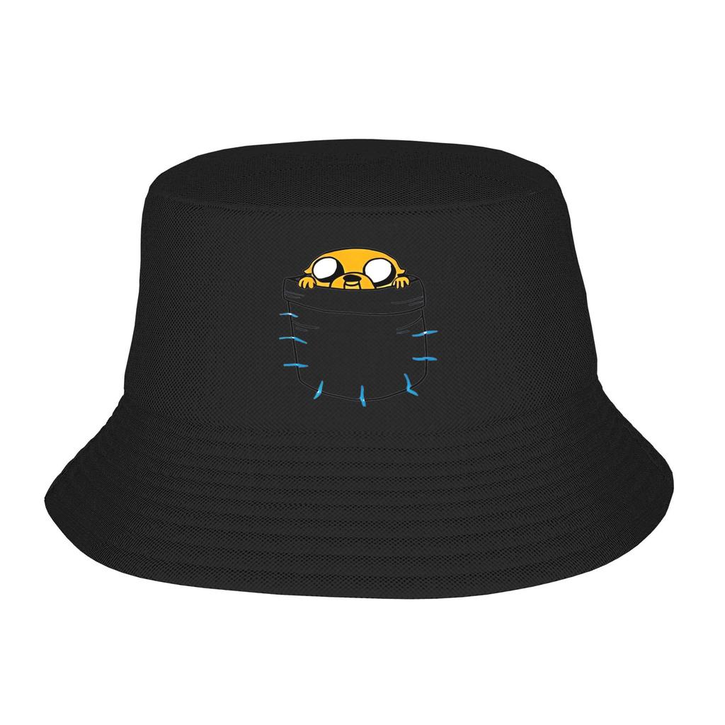 Adventures Time Jake in Pocket Bucket Hats Getaway Headwear Stuff Cartoon Anime Fishing Caps for Girl Session Hats Foldable