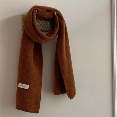 Новый однотонный плоский шарф для зимы, женский вязаный шерстяной мягкий и ворсистый теплый шарф в корейском стиле, парный, универсальный, модный