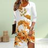 Women Casual Dress Autumn Fan Rose Print Dresses For Women O-neck Short Sleeve Dress Plus Size