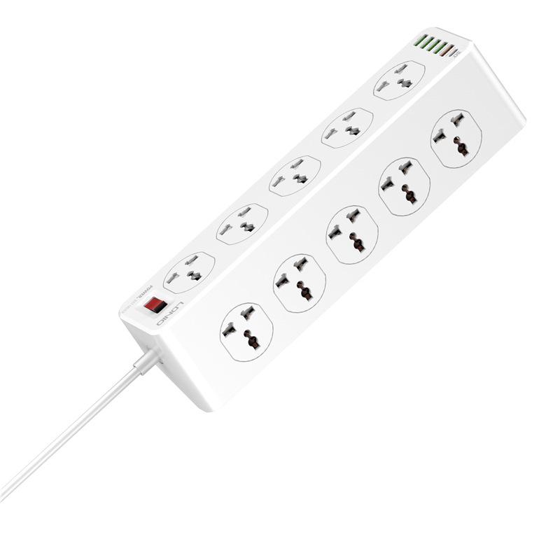 LDNIO SC10610 Multifunctional Power Strip with 10 Outlets PD+QC3.0 Fast Charging Ports for Mobile Phones and Tablets