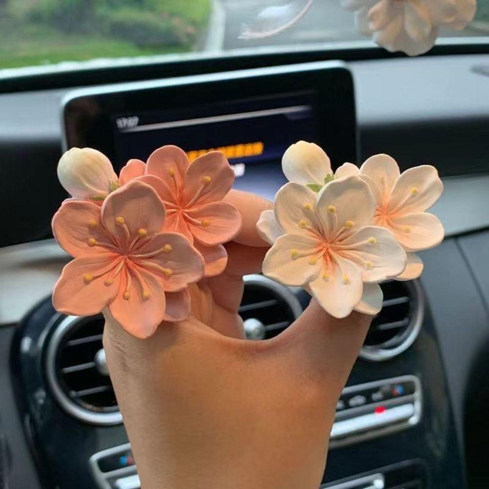 Vent Clips Car Air Freshener Peach Flower Perfume Diffuser Clip Auto Decoration