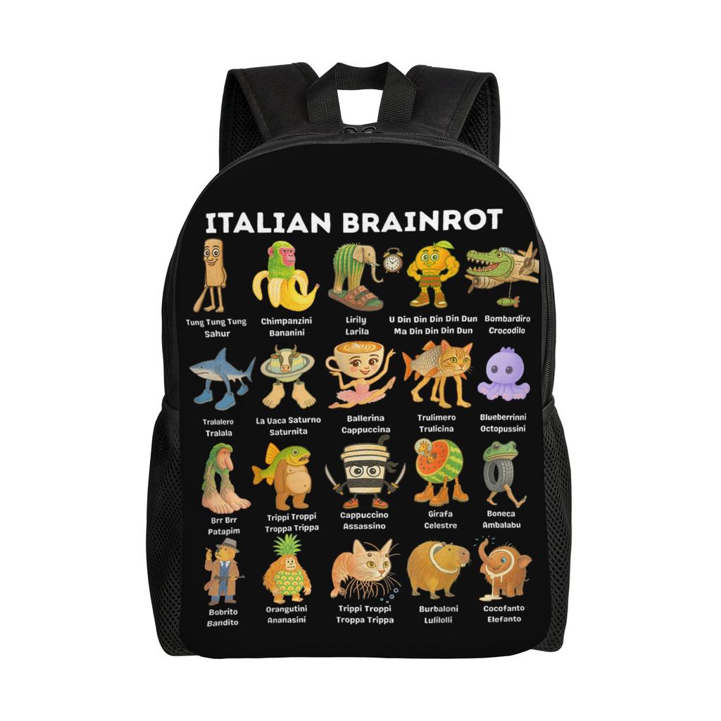 Типы персонажей Italian Brainrot Рюкзак Наружный Студенческий Походный Путешествия Смешной Мем Daypack Ноутбук Компьютер Сумка через плечо