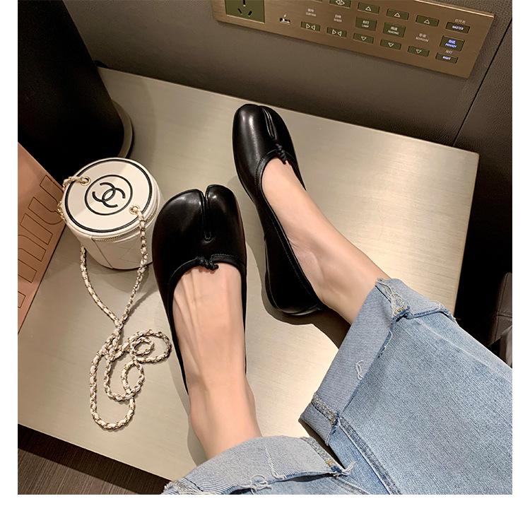 Версия из овчины~ ретро кожаные мягкие подошвы копытца свиньи с раздвоенным носком туфли женские не устающие ноги на плоской подошве с мелким вырезом одинарные туфли подкова