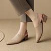 2024 New Office Ladies Casual Women Sandals Concise Spring Summer Pointed Toe High Heel Genuine Leather Slingbacks Shoes Woman
