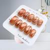 10 Pcs French Cat Eye Plaid Press On Nails Warm Gradient Handmade Fake Nails Detachable Elegant Nail Art Tips
