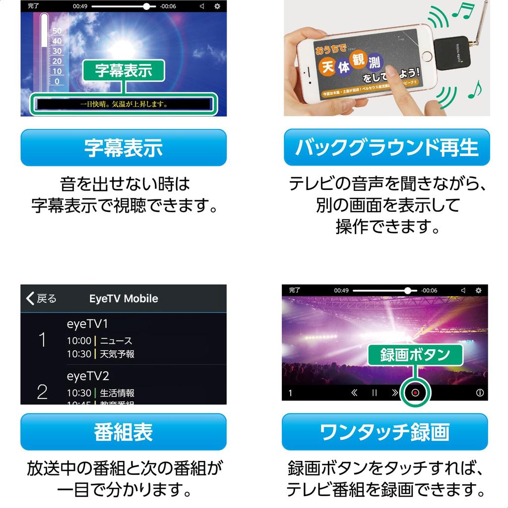 KENKO Мобильный односегментный тюнер Только для iOS Терминал Lightning Возможность записи ТВ Поддержка фонового воспроизведения Подставка для антенны и расширение терминала
